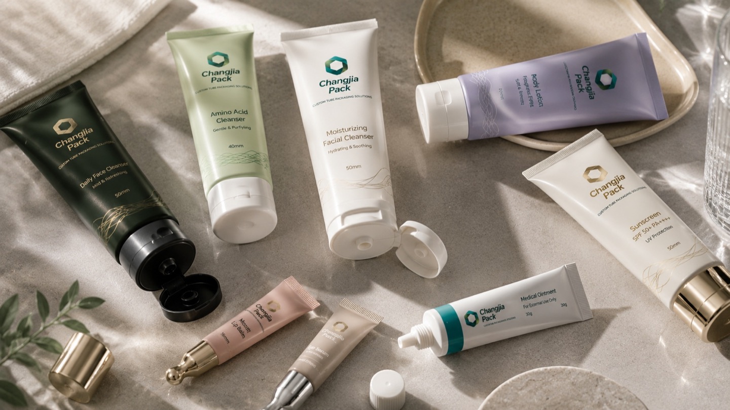 Changjia Pack facial cleanser and skincare tube packaging