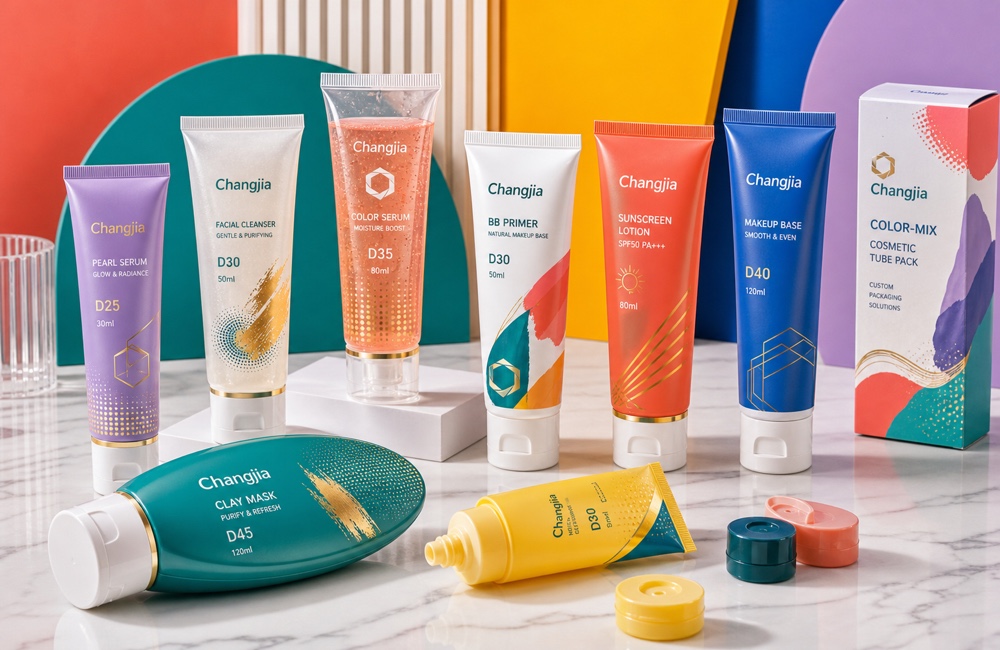 Cosmetic tube packaging product showcase
